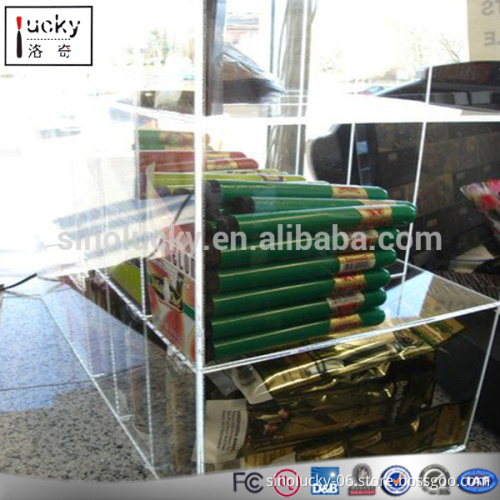 Acrylic Two Tier Smoke Display Case Cigarette Counter Display For Advertising
